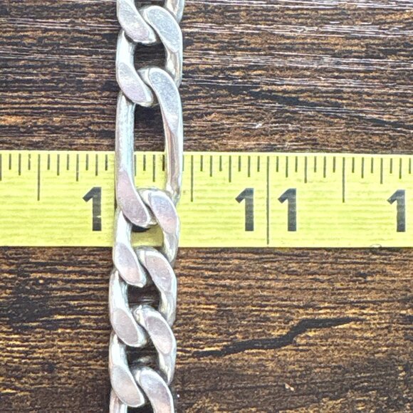 VTG Sterling Silver 925 Heavy Figaro Link Chain Bracelet Size 8.5" Length - Picture 9 of 10